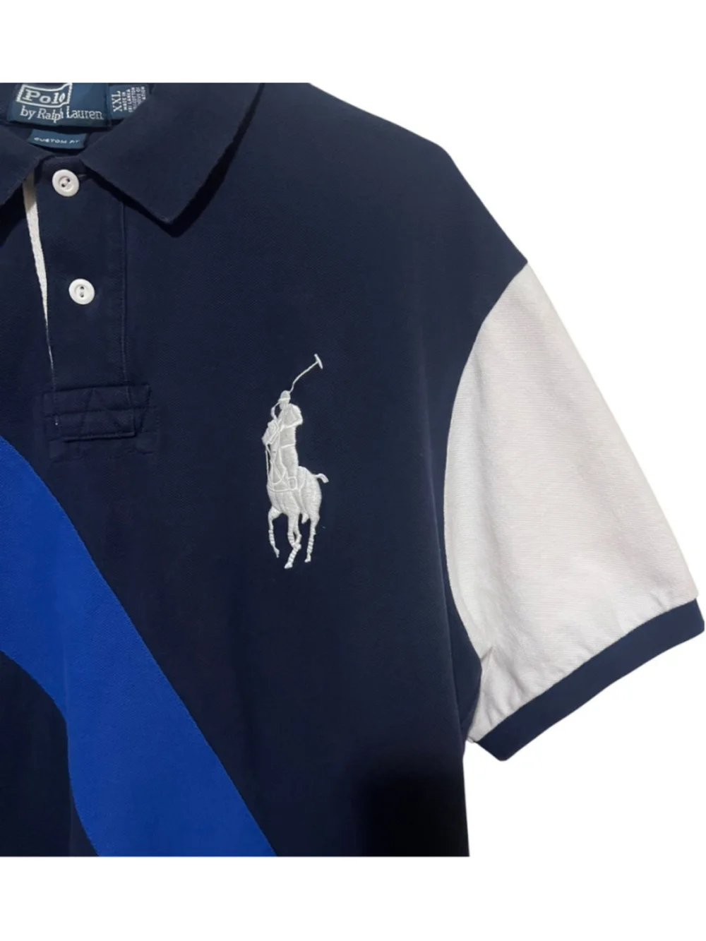 Polo Ralph Lauren Polo Shirt Men’s XXL 2XL Blue Navy Big Pony Rugby Custom Fit